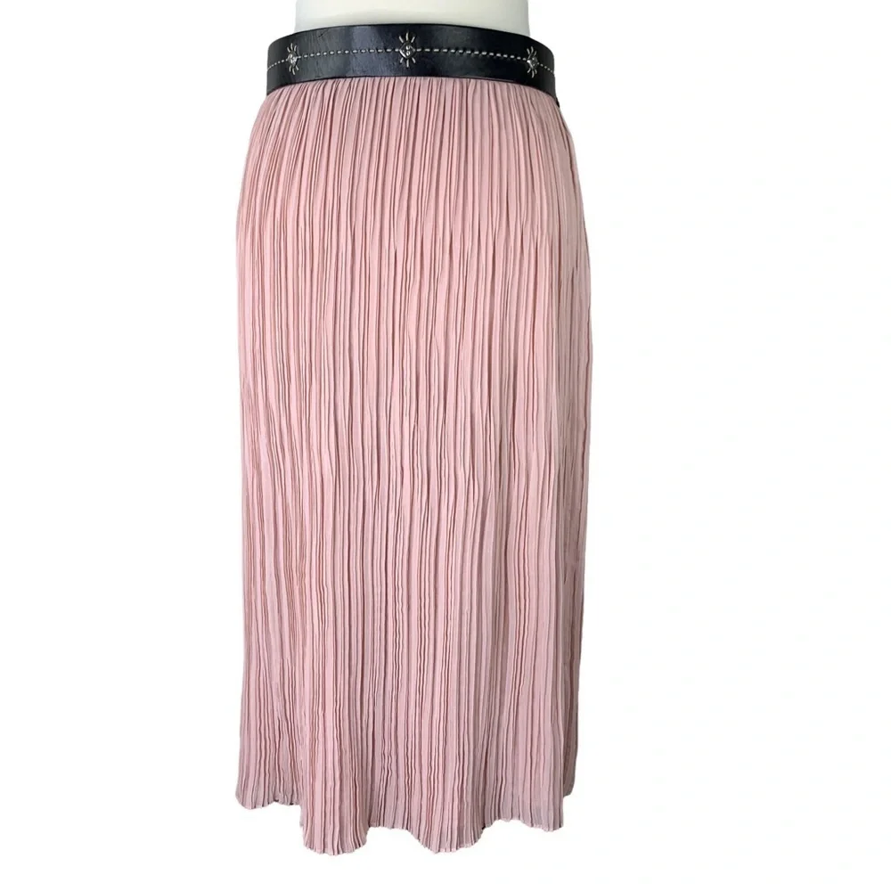 Vintage Dusty Rose Pleated Lined Maxi Skirt Size Petite Quality Fabric Read